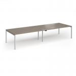 Connex Goal-Post 3600 x 1200 x 725mm Back to Back Desk (4 x 1800mm) - Silver Frame Nebraska Oak Top GCO36L12-S-NO