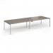 Connex Goal-Post 3600 x 1200 x 725mm Back to Back Desk (4 x 1800mm) - Silver Frame Nebraska Oak Top GCO36L12-S-NO