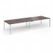 Connex Goal-Post 3600 x 1200 x 725mm Back to Back Desk (4 x 1800mm) - Silver Frame Walnut Top GCO36L12-S-W