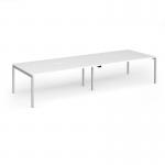 Connex Goal-Post 3600 x 1200 x 725mm Back to Back Desk (4 x 1800mm) - Silver Frame White Top GCO36L12-S-WH