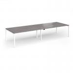 Connex Goal-Post 3600 x 1200 x 725mm Back to Back Desk (4 x 1800mm) - White Frame Grey Oak Top GCO36L12-WH-GO