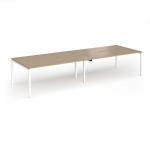 Connex Goal-Post 3600 x 1200 x 725mm Back to Back Desk (4 x 1800mm) - White Frame Kendal Oak Top GCO36L12-WH-KO