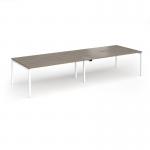 Connex Goal-Post 3600 x 1200 x 725mm Back to Back Desk (4 x 1800mm) - White Frame Nebraska Oak Top GCO36L12-WH-NO