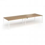 Connex Goal-Post 3600 x 1200 x 725mm Back to Back Desk (4 x 1800mm) - White Frame Oak Top GCO36L12-WH-O