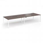 Connex Goal-Post 3600 x 1200 x 725mm Back to Back Desk (4 x 1800mm) - White Frame Walnut Top GCO36L12-WH-W