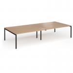 Connex Goal-Post 3600 x 1600 x 725mm Back to Back Desk (4 x 1800mm) - Black Frame Beech Top GCO36L16-K-B