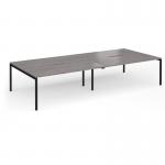 Connex Goal-Post 3600 x 1600 x 725mm Back to Back Desk (4 x 1800mm) - Black Frame Grey Oak Top GCO36L16-K-GO