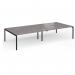 Connex Goal-Post 3600 x 1600 x 725mm Back to Back Desk (4 x 1800mm) - Black Frame Grey Oak Top GCO36L16-K-GO