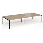 Connex Goal-Post 3600 x 1600 x 725mm Back to Back Desk (4 x 1800mm) - Black Frame Kendal Oak Top GCO36L16-K-KO