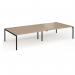 Connex Goal-Post 3600 x 1600 x 725mm Back to Back Desk (4 x 1800mm) - Black Frame Kendal Oak Top GCO36L16-K-KO