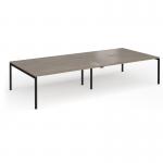 Connex Goal-Post 3600 x 1600 x 725mm Back to Back Desk (4 x 1800mm) - Black Frame Nebraska Oak Top GCO36L16-K-NO