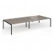 Connex Goal-Post 3600 x 1600 x 725mm Back to Back Desk (4 x 1800mm) - Black Frame Nebraska Oak Top GCO36L16-K-NO