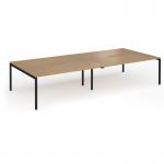 Connex Goal-Post 3600 x 1600 x 725mm Back to Back Desk (4 x 1800mm) - Black Frame Oak Top GCO36L16-K-O