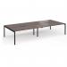 Connex Goal-Post 3600 x 1600 x 725mm Back to Back Desk (4 x 1800mm) - Black Frame Walnut Top GCO36L16-K-W