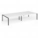 Connex Goal-Post 3600 x 1600 x 725mm Back to Back Desk (4 x 1800mm) - Black Frame White Top GCO36L16-K-WH