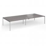 Connex Goal-Post 3600 x 1600 x 725mm Back to Back Desk (4 x 1800mm) - Silver Frame Grey Oak Top GCO36L16-S-GO