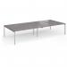 Connex Goal-Post 3600 x 1600 x 725mm Back to Back Desk (4 x 1800mm) - Silver Frame Grey Oak Top GCO36L16-S-GO
