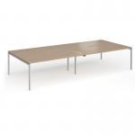 Connex Goal-Post 3600 x 1600 x 725mm Back to Back Desk (4 x 1800mm) - Silver Frame Kendal Oak Top GCO36L16-S-KO