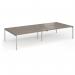 Connex Goal-Post 3600 x 1600 x 725mm Back to Back Desk (4 x 1800mm) - Silver Frame Nebraska Oak Top GCO36L16-S-NO
