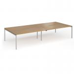 Connex Goal-Post 3600 x 1600 x 725mm Back to Back Desk (4 x 1800mm) - Silver Frame Oak Top GCO36L16-S-O