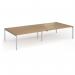 Connex Goal-Post 3600 x 1600 x 725mm Back to Back Desk (4 x 1800mm) - Silver Frame Oak Top GCO36L16-S-O