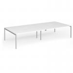 Connex Goal-Post 3600 x 1600 x 725mm Back to Back Desk (4 x 1800mm) - Silver Frame White Top GCO36L16-S-WH