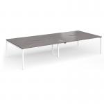 Connex Goal-Post 3600 x 1600 x 725mm Back to Back Desk (4 x 1800mm) - White Frame Grey Oak Top GCO36L16-WH-GO