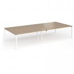 Connex Goal-Post 3600 x 1600 x 725mm Back to Back Desk (4 x 1800mm) - White Frame Kendal Oak Top GCO36L16-WH-KO