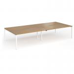 Connex Goal-Post 3600 x 1600 x 725mm Back to Back Desk (4 x 1800mm) - White Frame Oak Top GCO36L16-WH-O
