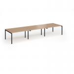 Connex Goal-Post 4200 x 1200 x 725mm Back to Back Desk (6 x 1400mm) - Black Frame Beech Top GCO4212-K-B