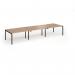 Connex Goal-Post 4200 x 1200 x 725mm Back to Back Desk (6 x 1400mm) - Black Frame Beech Top GCO4212-K-B