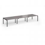 Connex Goal-Post 4200 x 1200 x 725mm Back to Back Desk (6 x 1400mm) - Black Frame Grey Oak Top GCO4212-K-GO