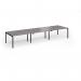 Connex Goal-Post 4200 x 1200 x 725mm Back to Back Desk (6 x 1400mm) - Black Frame Grey Oak Top GCO4212-K-GO
