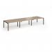 Connex Goal-Post 4200 x 1200 x 725mm Back to Back Desk (6 x 1400mm) - Black Frame Kendal Oak Top GCO4212-K-KO