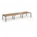 Connex Goal-Post 4200 x 1200 x 725mm Back to Back Desk (6 x 1400mm) - Black Frame Oak Top GCO4212-K-O