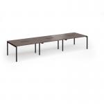 Connex Goal-Post 4200 x 1200 x 725mm Back to Back Desk (6 x 1400mm) - Black Frame Walnut Top GCO4212-K-W