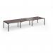 Connex Goal-Post 4200 x 1200 x 725mm Back to Back Desk (6 x 1400mm) - Black Frame Walnut Top GCO4212-K-W