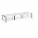 Connex Goal-Post 4200 x 1200 x 725mm Back to Back Desk (6 x 1400mm) - Black Frame White Top GCO4212-K-WH