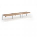 Connex Goal-Post 4200 x 1200 x 725mm Back to Back Desk (6 x 1400mm) - Silver Frame Beech Top GCO4212-S-B
