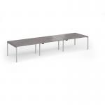 Connex Goal-Post 4200 x 1200 x 725mm Back to Back Desk (6 x 1400mm) - Silver Frame Grey Oak Top GCO4212-S-GO