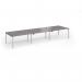 Connex Goal-Post 4200 x 1200 x 725mm Back to Back Desk (6 x 1400mm) - Silver Frame Grey Oak Top GCO4212-S-GO
