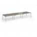 Connex Goal-Post 4200 x 1200 x 725mm Back to Back Desk (6 x 1400mm) - Silver Frame Nebraska Oak Top GCO4212-S-NO