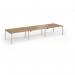 Connex Goal-Post 4200 x 1200 x 725mm Back to Back Desk (6 x 1400mm) - Silver Frame Oak Top GCO4212-S-O