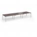 Connex Goal-Post 4200 x 1200 x 725mm Back to Back Desk (6 x 1400mm) - Silver Frame Walnut Top GCO4212-S-W