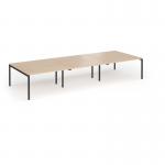 Connex Goal-Post 4200 x 1600 x 725mm Back to Back Desk (6 x 1400mm) - Black Frame Beech Top GCO4216-K-B