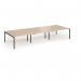 Connex Goal-Post 4200 x 1600 x 725mm Back to Back Desk (6 x 1400mm) - Black Frame Beech Top GCO4216-K-B