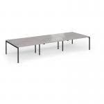 Connex Goal-Post 4200 x 1600 x 725mm Back to Back Desk (6 x 1400mm) - Black Frame Grey Oak Top GCO4216-K-GO