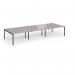 Connex Goal-Post 4200 x 1600 x 725mm Back to Back Desk (6 x 1400mm) - Black Frame Grey Oak Top GCO4216-K-GO
