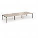 Connex Goal-Post 4200 x 1600 x 725mm Back to Back Desk (6 x 1400mm) - Black Frame Kendal Oak Top GCO4216-K-KO