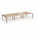 Connex Goal-Post 4200 x 1600 x 725mm Back to Back Desk (6 x 1400mm) - Black Frame Oak Top GCO4216-K-O
